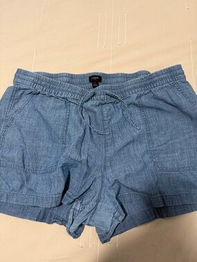 J. Crew Chambray Drawstring Athletic Shorts - Light Blue